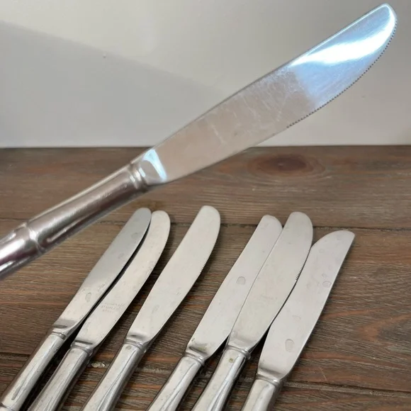 Rebacraft Reed & Barton Stainless Bamboo Flatware Oval Handle 7 Butter Knives
